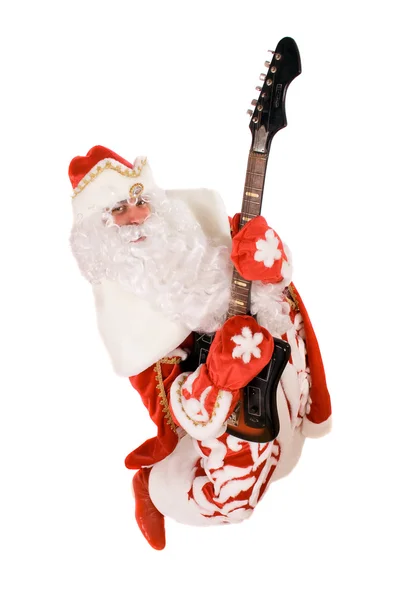 Безумный Дед Мороз со сломанной гитарой — стоковое фото