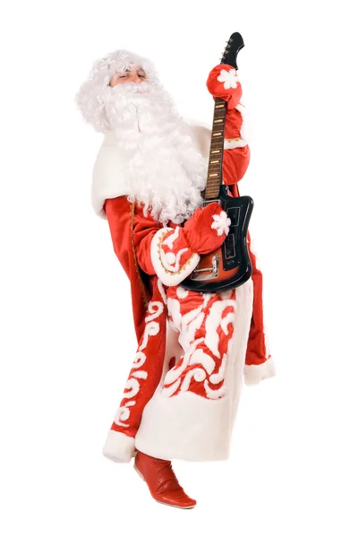 Дед Мороз играет на сломанной гитаре — стоковое фото