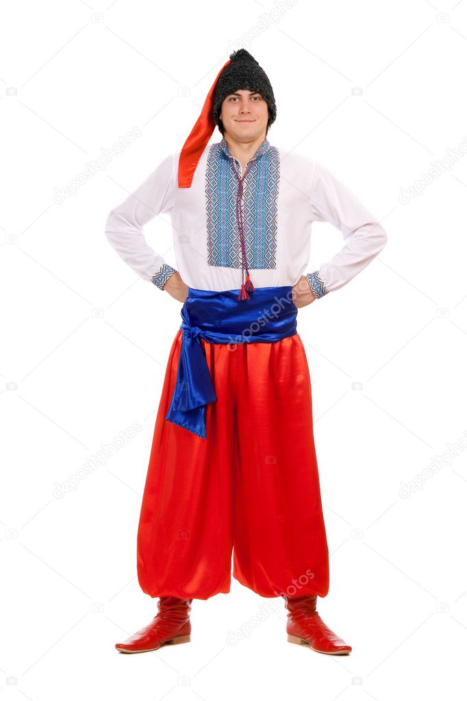 Man in the Ukrainian national costume. Isolated