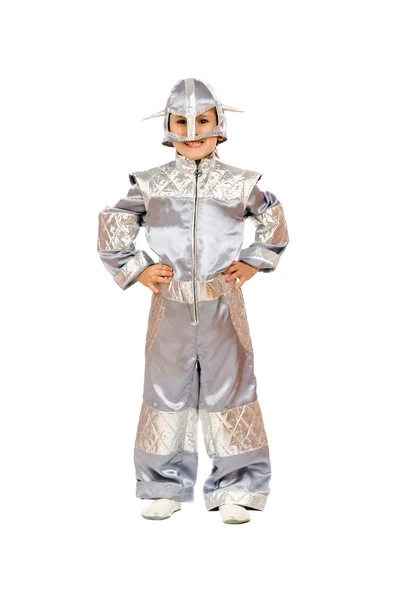 Lekfulla pojken i astronaut kostym — Stockfoto