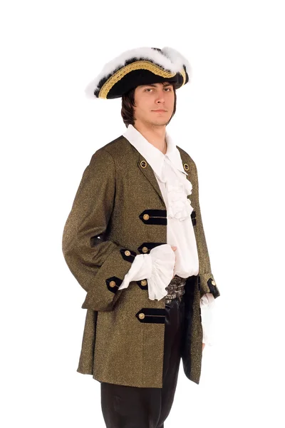 Podobizna mladého muže v historickém kostýmu — Stock fotografie