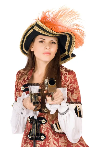Silahları olan büyüleyici kadın — Stok fotoğraf