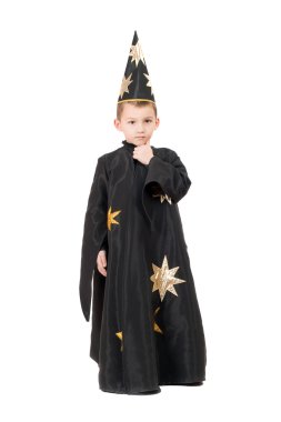 Boy dressed as astrologer. Isolated clipart