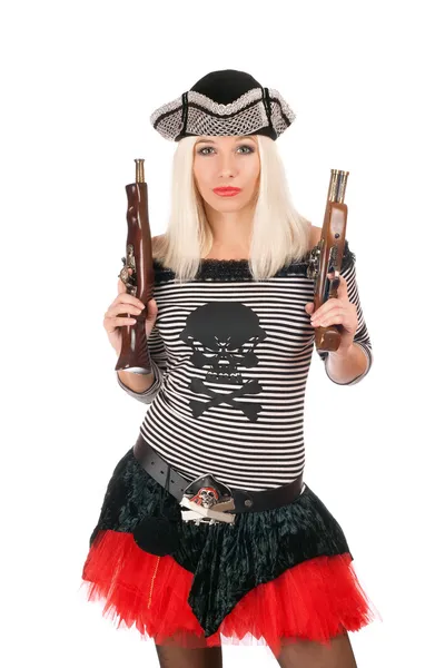 Bella ragazza con le pistole — Foto Stock