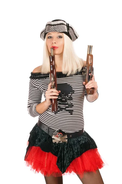 Pretty girl with guns — Stock Photo, Image