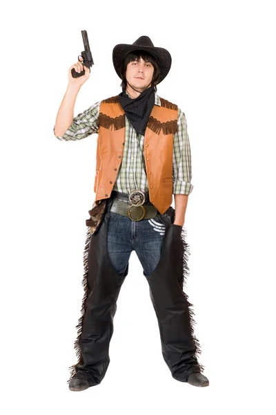 Cowboy with a gun in hand — Stock Photo, Image