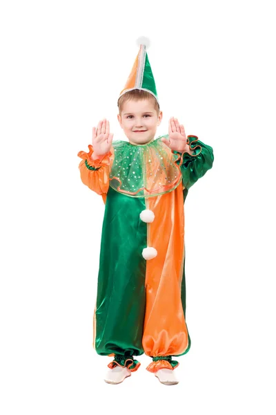 Niño vestido de arlequín — Foto de Stock