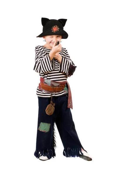 男孩打扮成海盗。隔离 — 图库照片