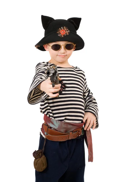 海賊として服を着た少年のポートレート — ストック写真
