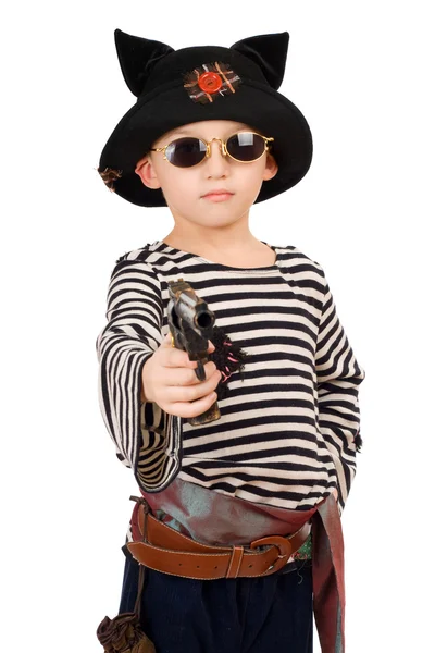 Jongen verkleed als piraat — Stockfoto