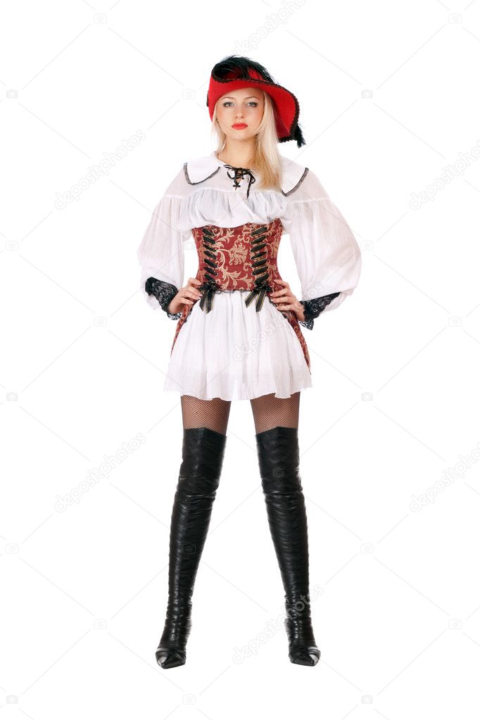 Attractive blonde dressed as pirates