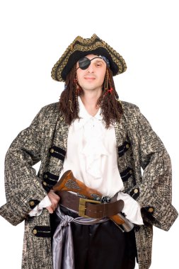 Portrait of man dressed as pirate clipart