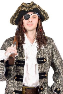 Man dressed as pirate. Isolated clipart