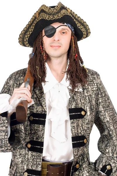 Man dressed as pirate. Isolated — Stock Photo, Image