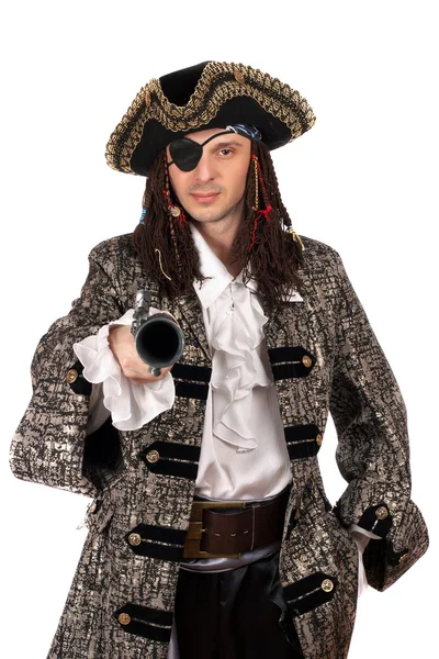 Pirate with a pistol in hand — Stock Photo, Image