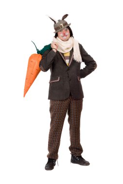 Man dressed in a suit rabbit. Isolated clipart