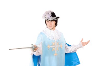 Portrait of young man with a sword clipart