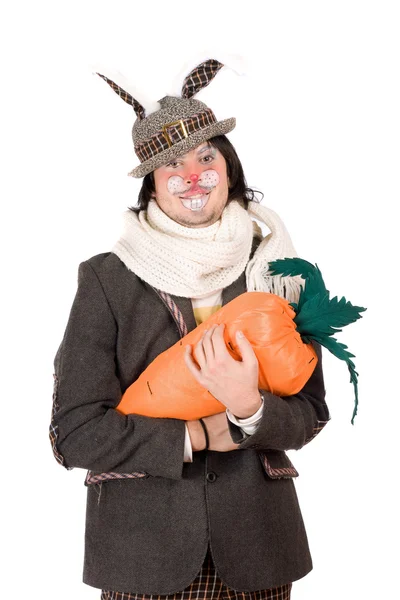 Retrato de jovem com cenoura — Fotografia de Stock