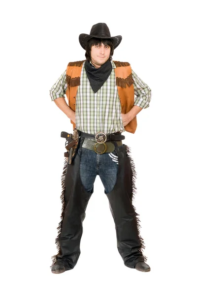 Молодой человек, одетый как ковбой — стоковое фото