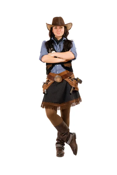 Young woman dressed as a cowboy — Stock Photo, Image