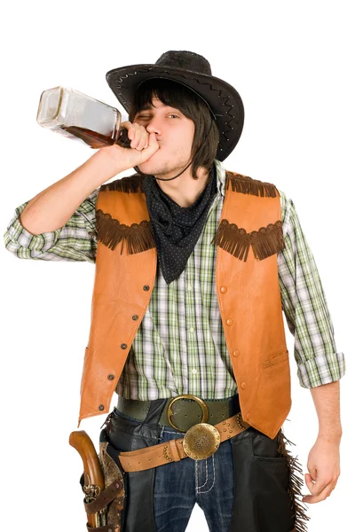 Cowboy bebendo uísque — Fotografia de Stock
