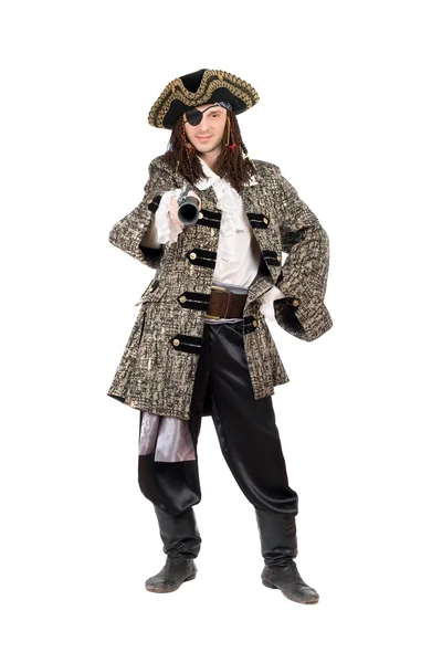 Man in a pirate costume. Isolated Stock Image
