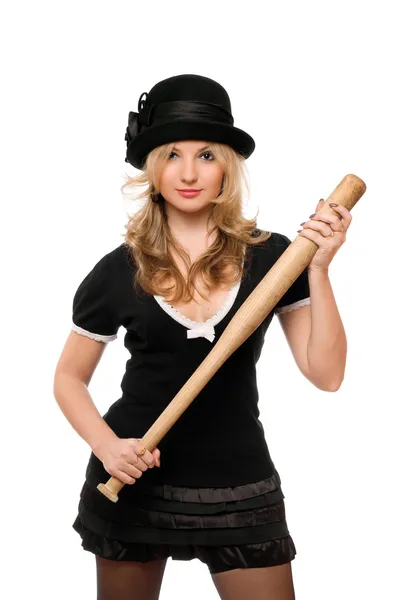 Portrait of nice girl with a bat — Stock Photo, Image