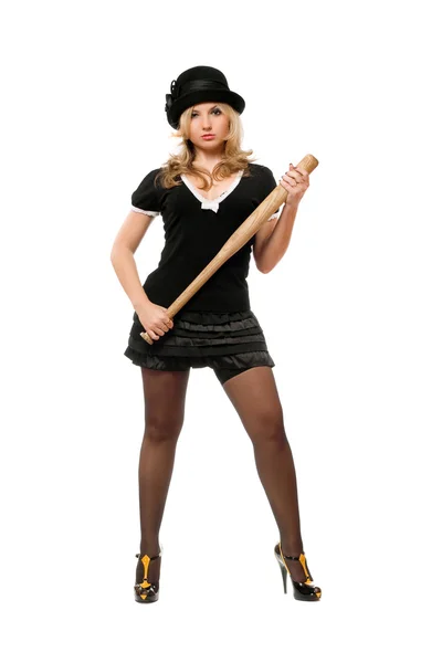 Beautiful young lady with a bat — Stock Photo, Image