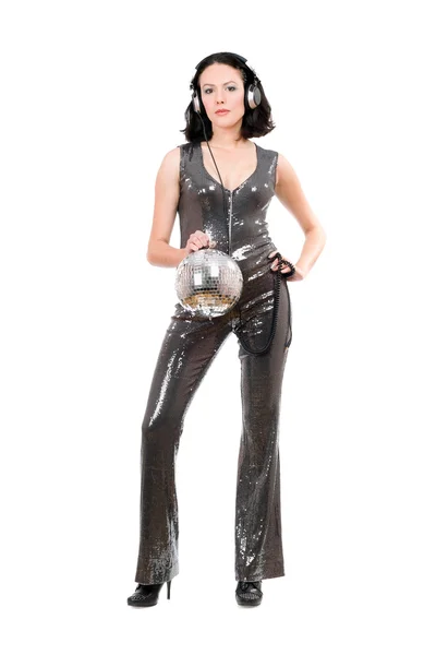 Attractive young woman with a mirror ball — Stock Photo, Image