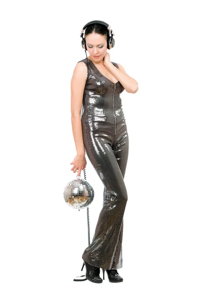 Young woman with a mirror ball — Stock Photo, Image