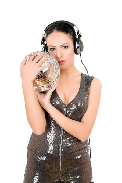 Sexy young woman in headphones — Stock Photo, Image
