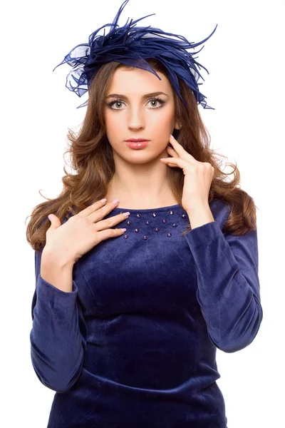 Chica sexy en sombrero azul —  Fotos de Stock