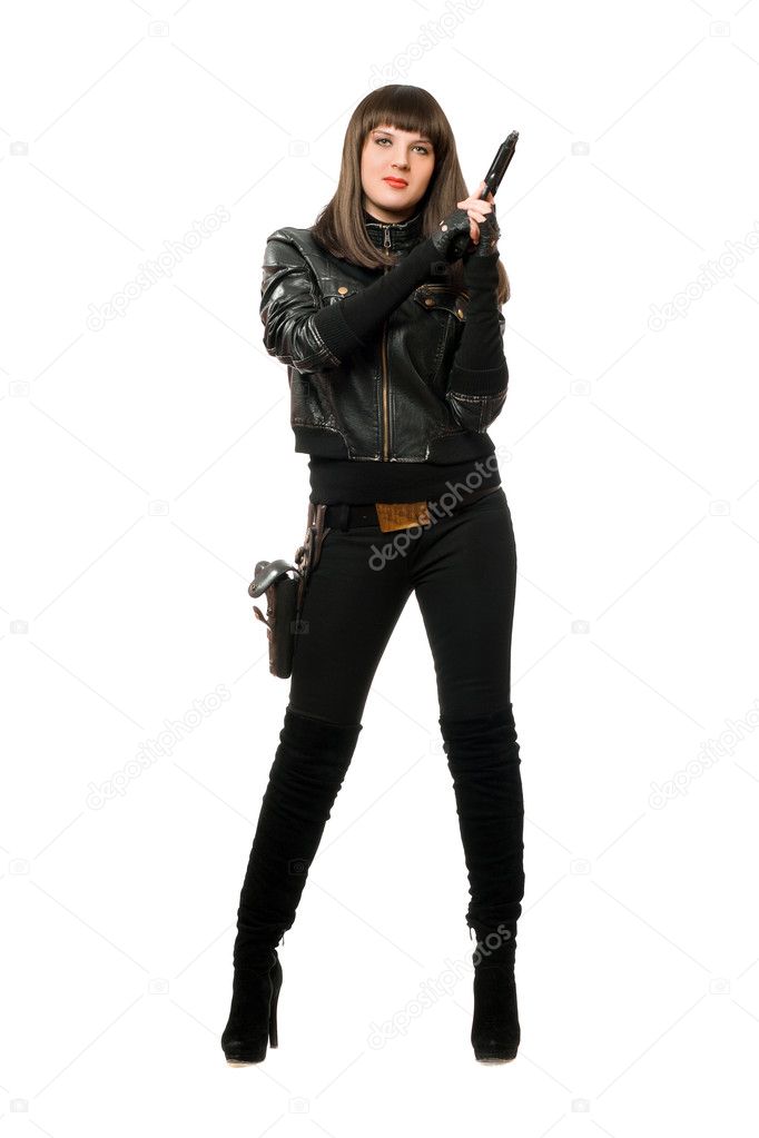 Beautiful armed girl in black Stock Photo by ©acidgrey 9444146