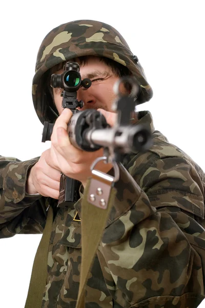 Tüfekli asker. — Stok fotoğraf