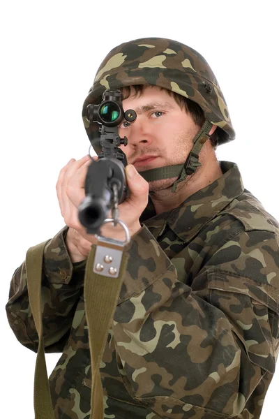 Man with svd in studio. Closeup — Stock Photo, Image