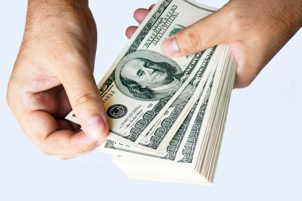 Dollars in hands of the man — Stock Photo, Image