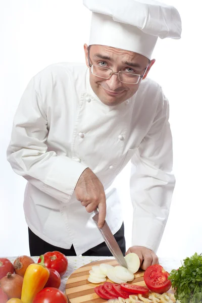 Cucinare tagliando cipolla — Foto Stock
