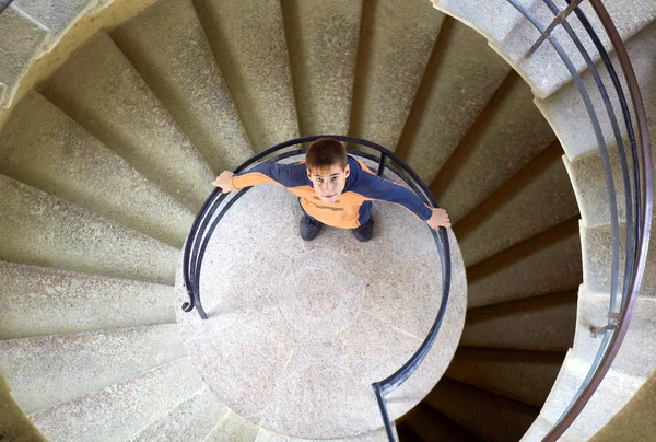 stock image Young boy with mother on staircase