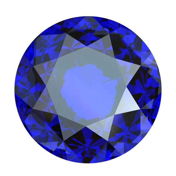 Pedra preciosa azul redonda no fundo branco. Benitoit. Safira. Io — Fotografia de Stock