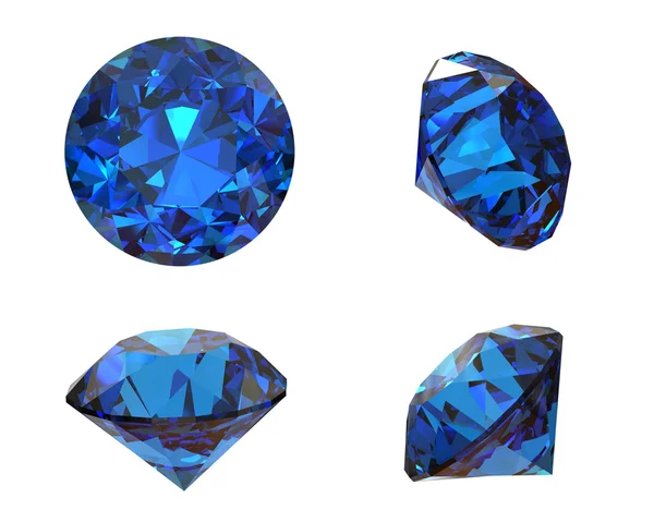 Круглі gemstone blue на білому тлі. Benitoit. Sapphire. IO — стокове фото