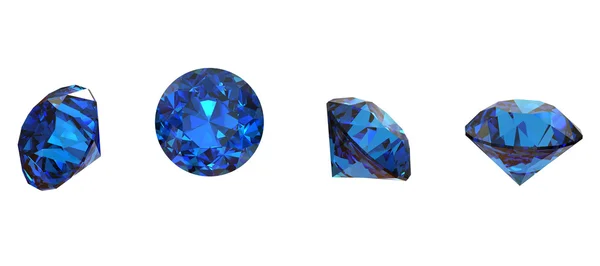 Круглі gemstone blue на білому тлі. Benitoit. Sapphire. IO — стокове фото