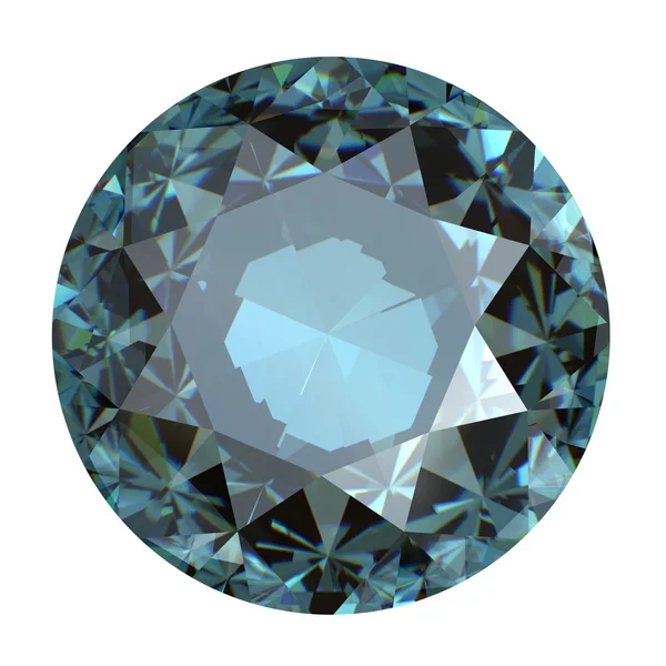 Round blue gemstone on white background. Grandidierite. Sky blue — Stock Photo, Image