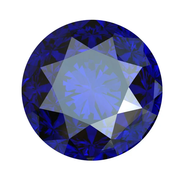 白い背景の青い宝石用原石をラウンドします。benitoit。サファイア。io — ストック写真
