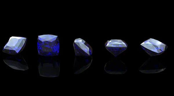 Niebieski kamień kształt kwadratowy na czarno. benitoit. szafir. IO — Zdjęcie stockowe