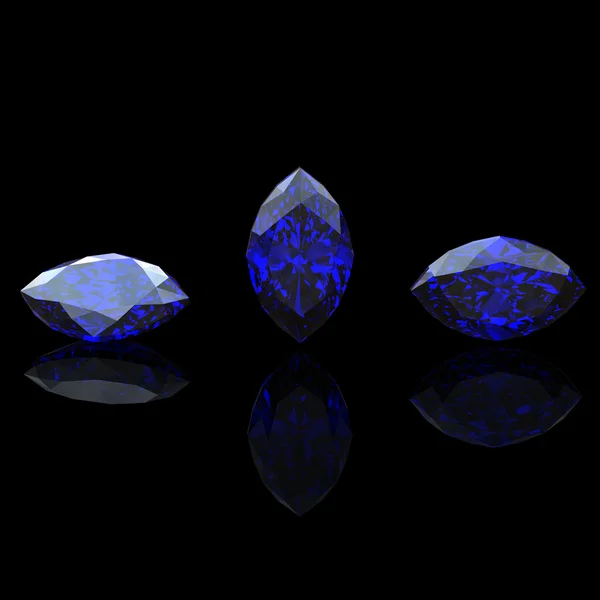 黑底侯爵形状的蓝色宝石。benitoit。蓝宝石。我 — 图库照片