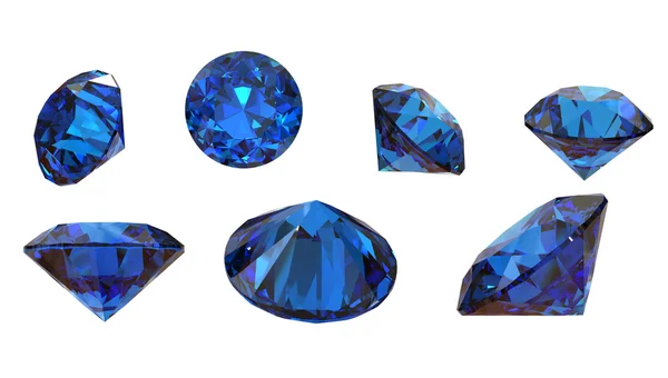 Round blue gemstone on white background. Benitoit. Sapphire. Io — Stock Photo, Image