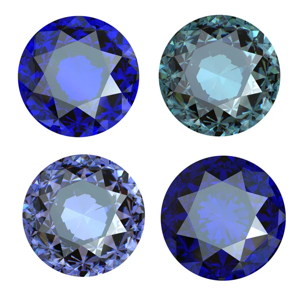 Round blue gemstone on white background. Benitoit. Sapphire. Io — Stock Photo, Image