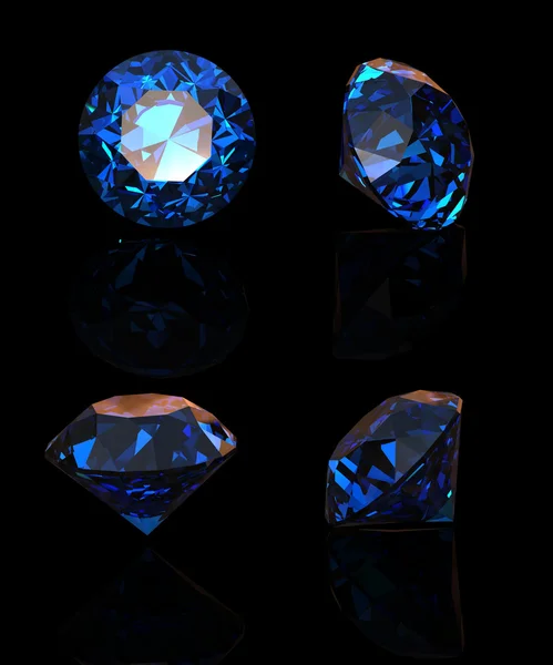 Round blue gemstone isolated on black background. Benitoit. Sap — Stock Photo, Image