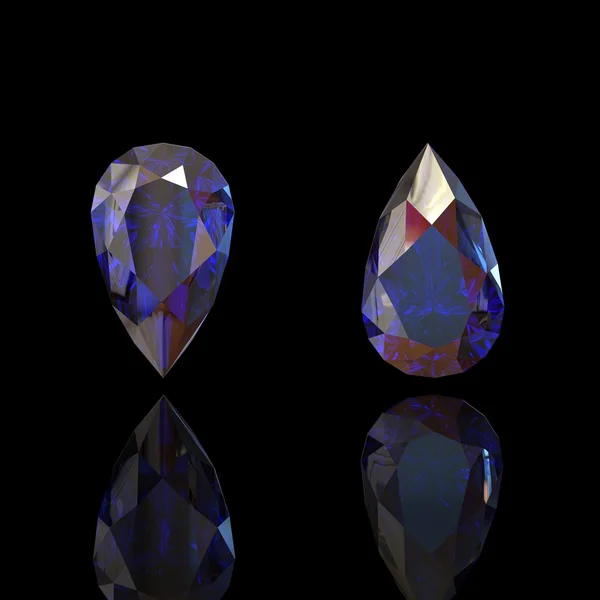 Pear.Amethyst. Collections of jewelry gems on black — Stock Photo, Image