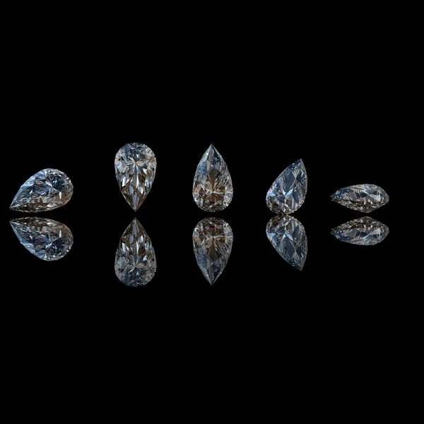 Αχλάδι. συλλογές κοσμήματα πολύτιμων λίθων σε μαύρο — Φωτογραφία Αρχείου
